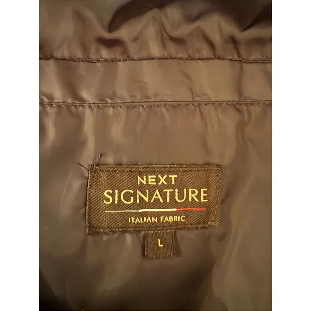 NEXT Signature Mens Black Puffer Vest Italian Fabric‎ Sleeveless Jacket